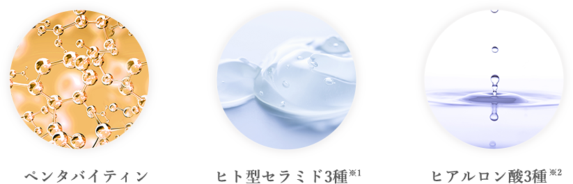 ペンタバイティン ヒト型セラミド3種※1 ヒアルロン酸3種※2